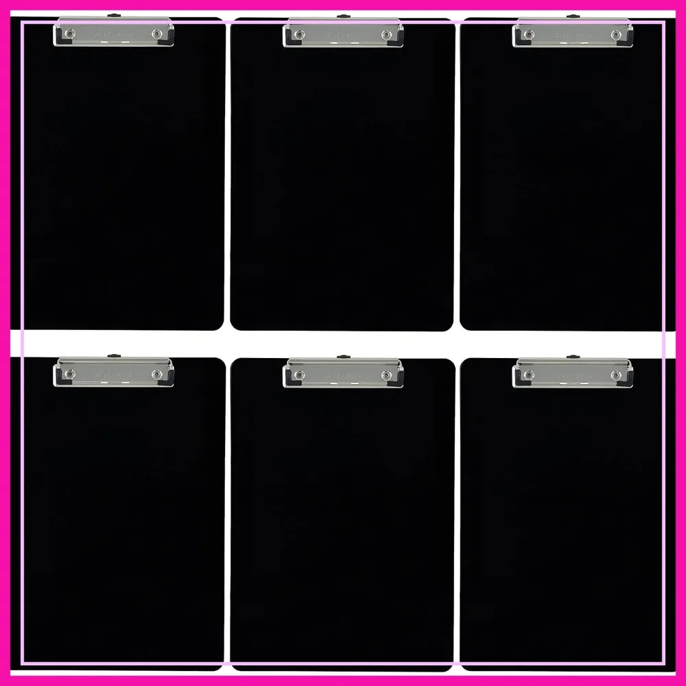 

Plastic Clipboard Opaque Color Letter Size Low Profile Clip (Pack of 6) Black