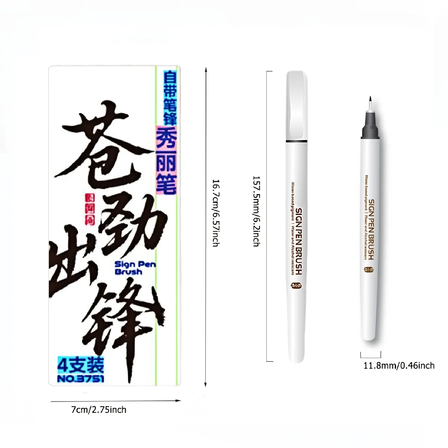 4Pcs Calligraphy Brush Pen Set, Extra‑Fine Small Medium Large Pen‑Style Soft Brush for Writing Practice & Signature