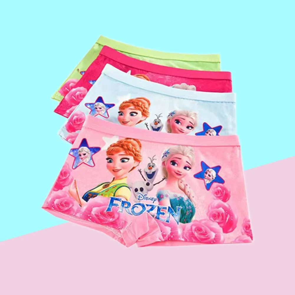 4Pcs Disney Anna Elsa Princess Girls Kids Panties Cartoon Cute Pink Teen Underwear Summer Modal Shorts Kids Boxers Baby Clothing