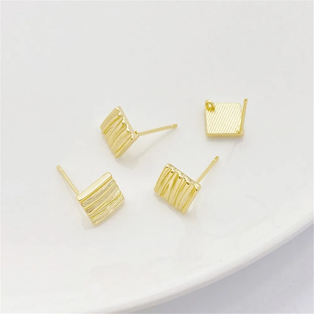 

14K Gold-plated Striped Box with Rings Earrings 925 Silver Needle Handmade Diy Earrings Accessories E092