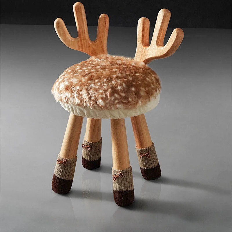 

Nordic solid wood animal round bench simple children's small stool