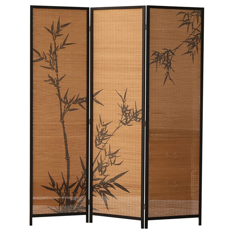 

New Chinese-style partition national style bamboo shadow theme decorative wall background tea room