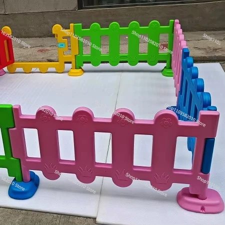 Outdoor plastic white fence backyard soft play macaron color indoor playground children soft play fence door cheap wholesale