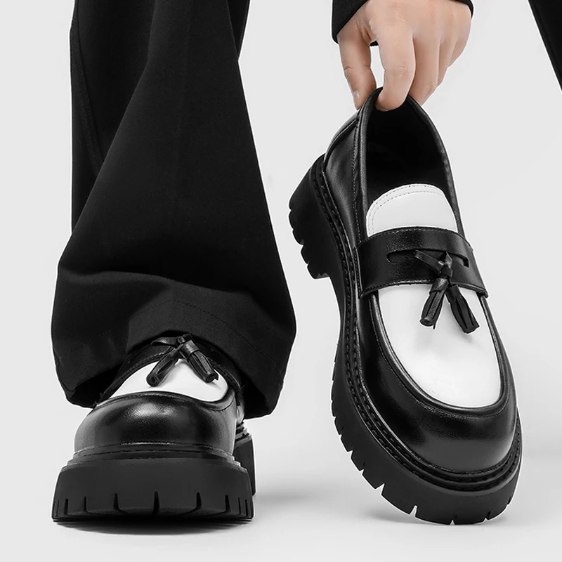 DIMANYU Tassel Loafers Men Lazy Casual Slip-On Genuine Leather Shoes Man Large Size Platform Bean Shoes For Women