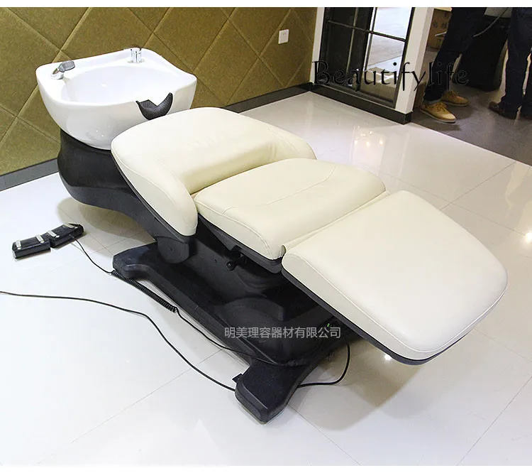 Japanese Electric Shampoo Chair Lifting Rotating Scalp Care Barber Hair Salon Washing and Care Integrated Flushing Bed