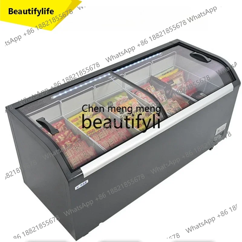 Commercial 1.2m Curved Display Cabinet Refrigerated Freezer One-Button Conversion Supermarket Special Display Cabinet ss26