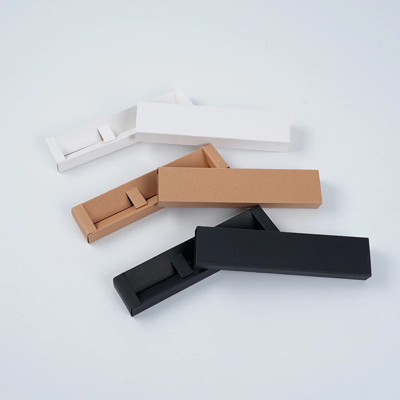 20 Black/White/Kraft Paper Drawer-Style Pen Gift Boxes, with Pen Insert Storage Function, Hand-Folded Pen Boxes, Special Storage Boxes for Protecting Pen Bodies