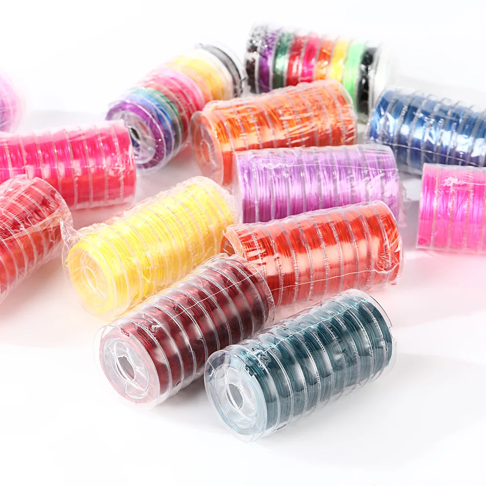 10 Rollen 10M 0,8mm Buntes Flaches Elastisches Faden Klares Kristall-Perlendraht Elastisches Schnur-Garn für DIY Schmuckherstellung Armband – Detail 4