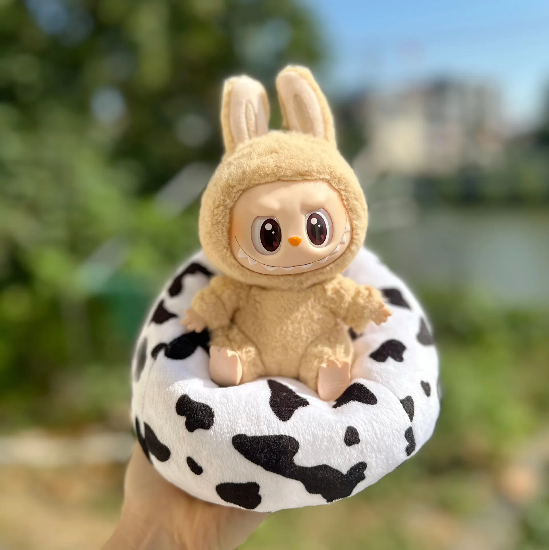 

Accessories For 1st - 3rd Gen 15/17cm Labubu Dolls: Bunny - Ear Plush Outfits & Colorful Bean Bag Nests