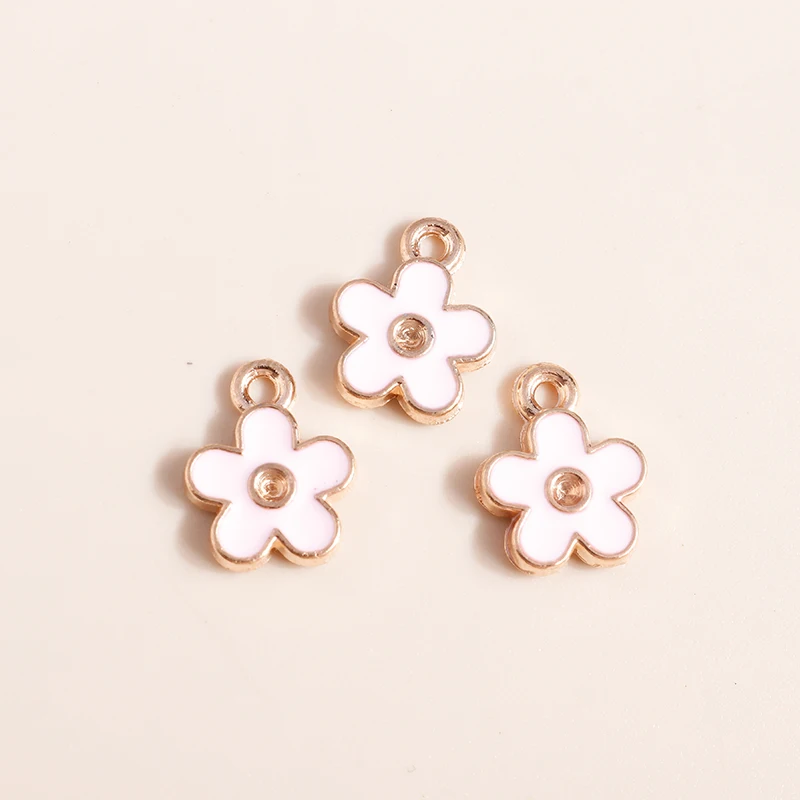 Duarte 20 Teile/los Nette Rosa Farbe Emaille Blume Charms Anhänger für Schmuck Machen DIY Ohrringe Halsketten Armbänder Zubehör – Detail 13
