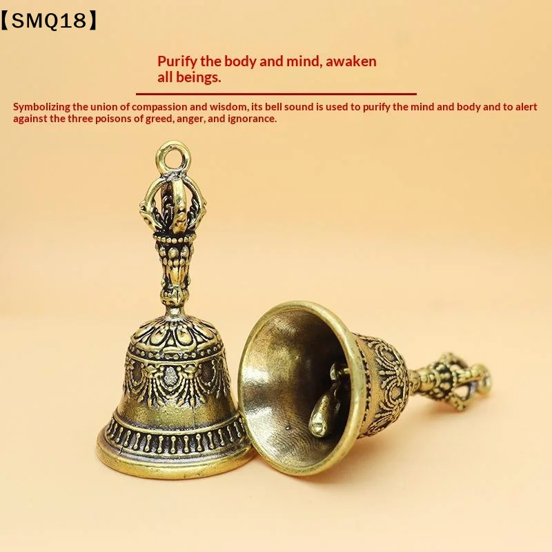 Vintage Solid Brass Bell With Intricate Carved Details And Crisp Sound Perfect For Meditation Home Altar Spiritual Practice【SMQ】