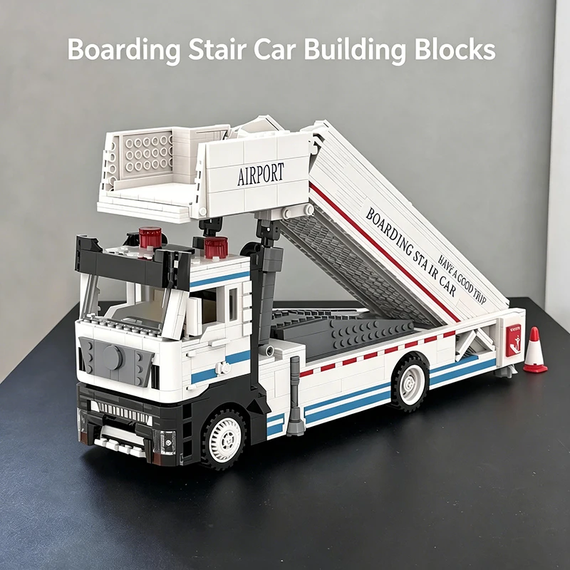 1926PCS Boarding Stair Car Building Blocks Model Height‑adjustable Ladder Engineering Machinery Ornament Toy Present
