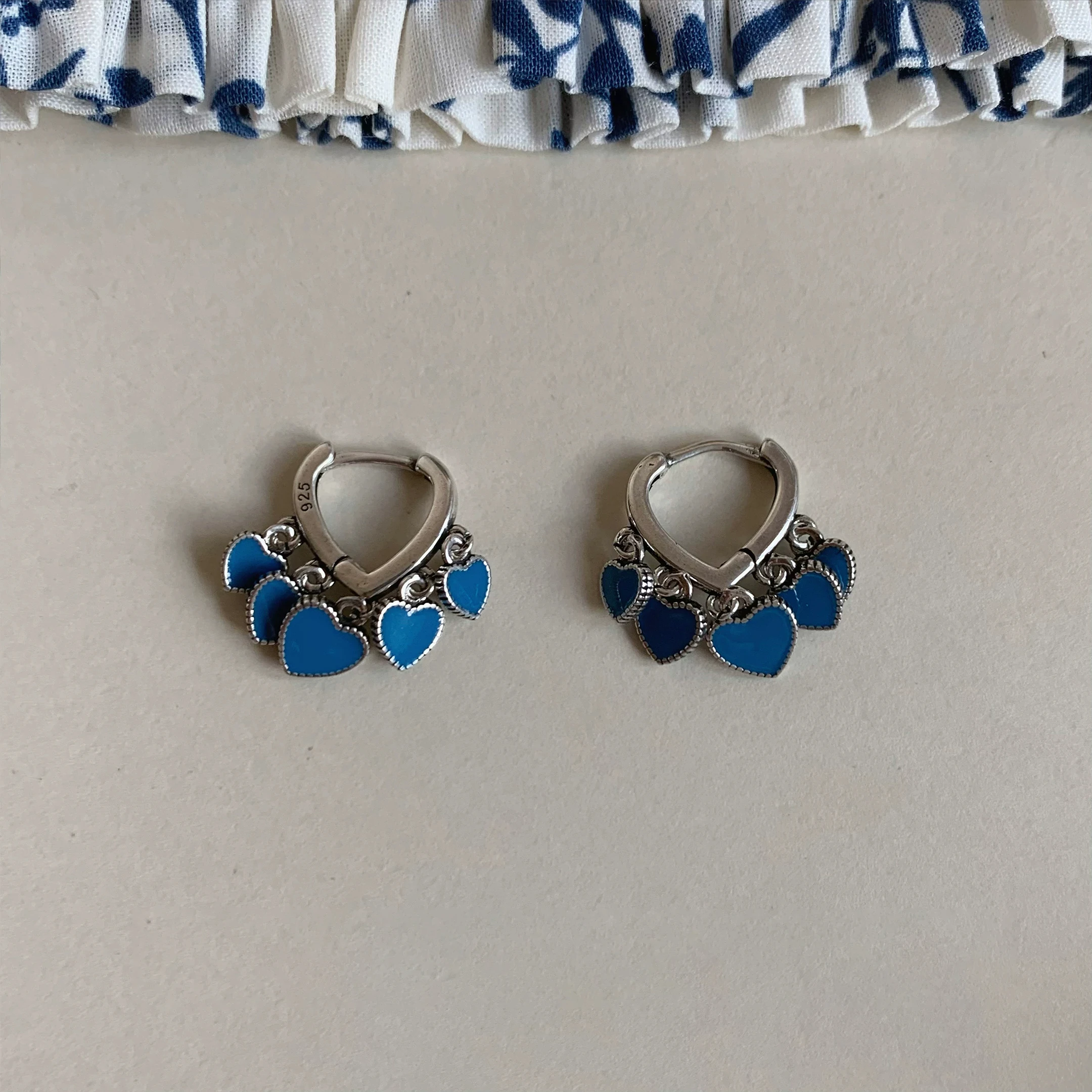 raytimone-earrings-women's-faion-blue-enamel-heart-tassel-studs-high-end-sensation-jewelry-accories