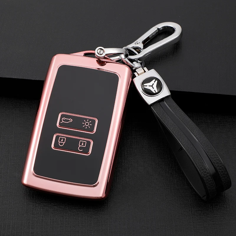 TPU Car Key Case Cover Keychain Accessories for Renault Koleos Zoe Megane 4 RS Captur 4 Sedan 2019 - 2021 Kadjar Arkana Espace