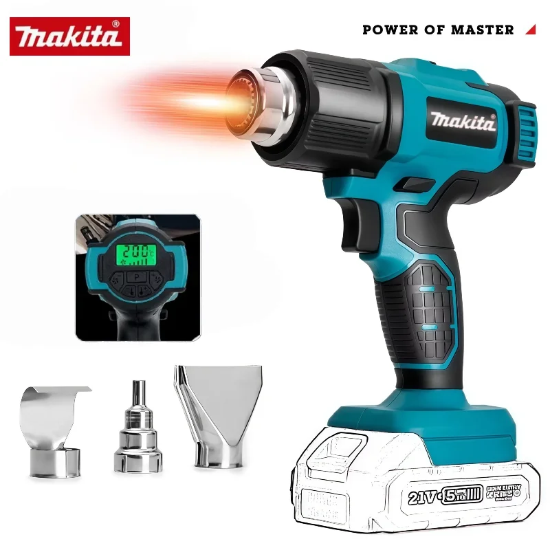 

Новая Макита 550 ° C Беспроводной ручной фен со светодиодным дисплеем, пайка, тепловой контроль температуры, тепловой пистолет