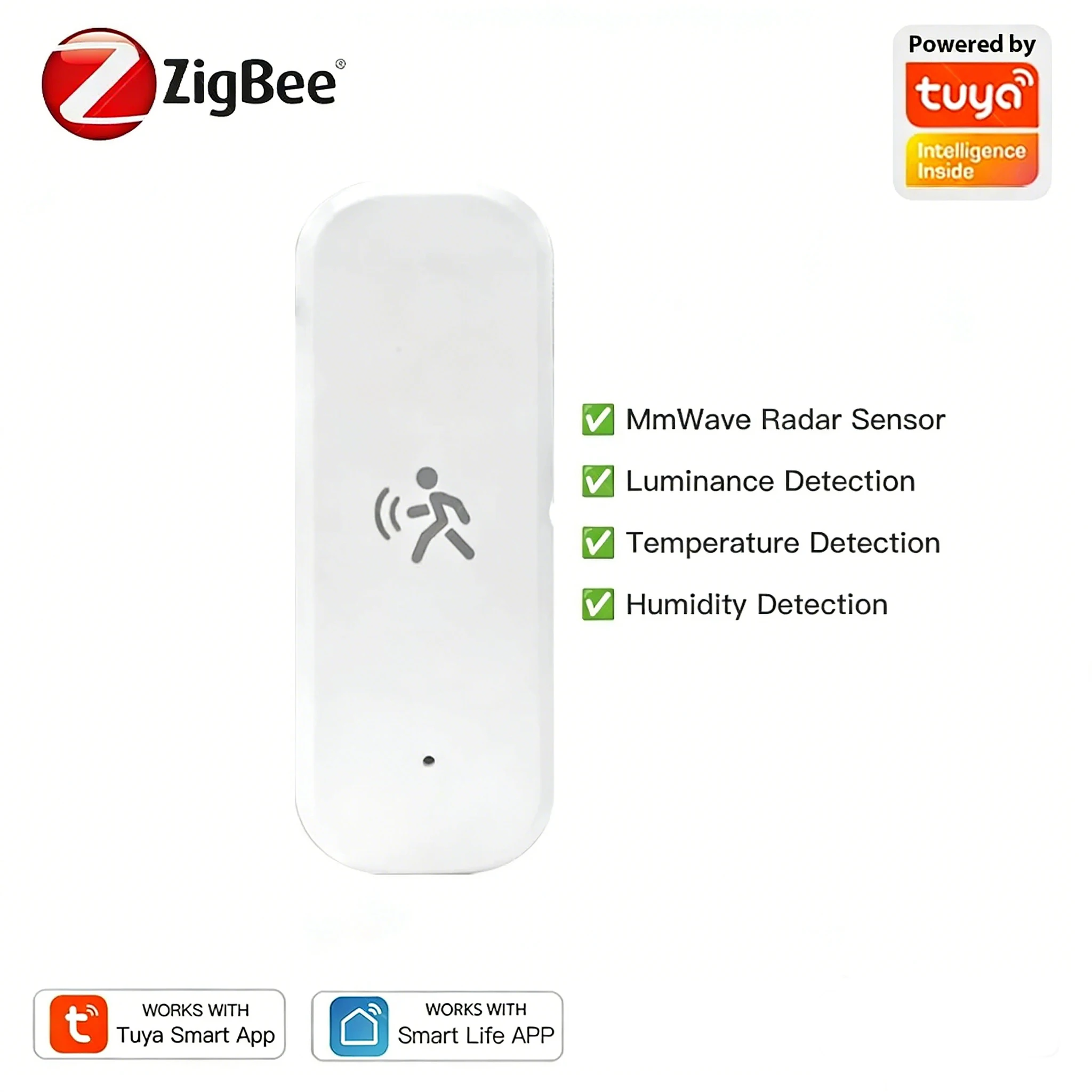 Tuya Zigbee 10G Mmwave Radar Motion Sensor Tuya 4-in-1 Motion Sensor with Temperature Humidity and Light Sensor