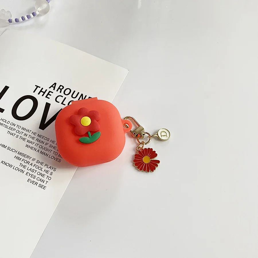 Moda margarida flor caso para cmf por nada botões 2 caso bonito silicone fone de ouvido capa com chaveiro caixa acessório