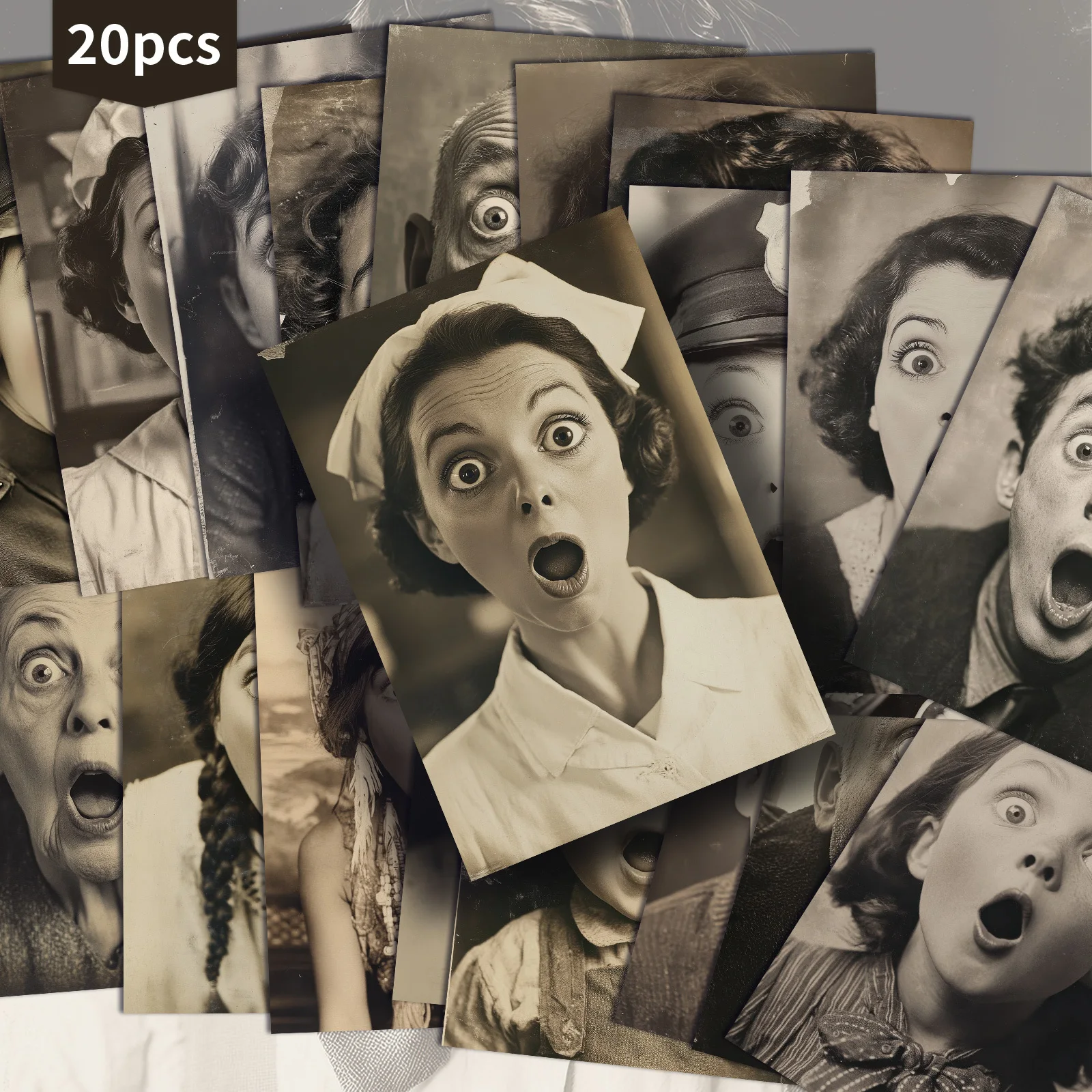 Vintage Collectible Cards - 20pcs Vintage Surprise Emoji Postcards, Classic