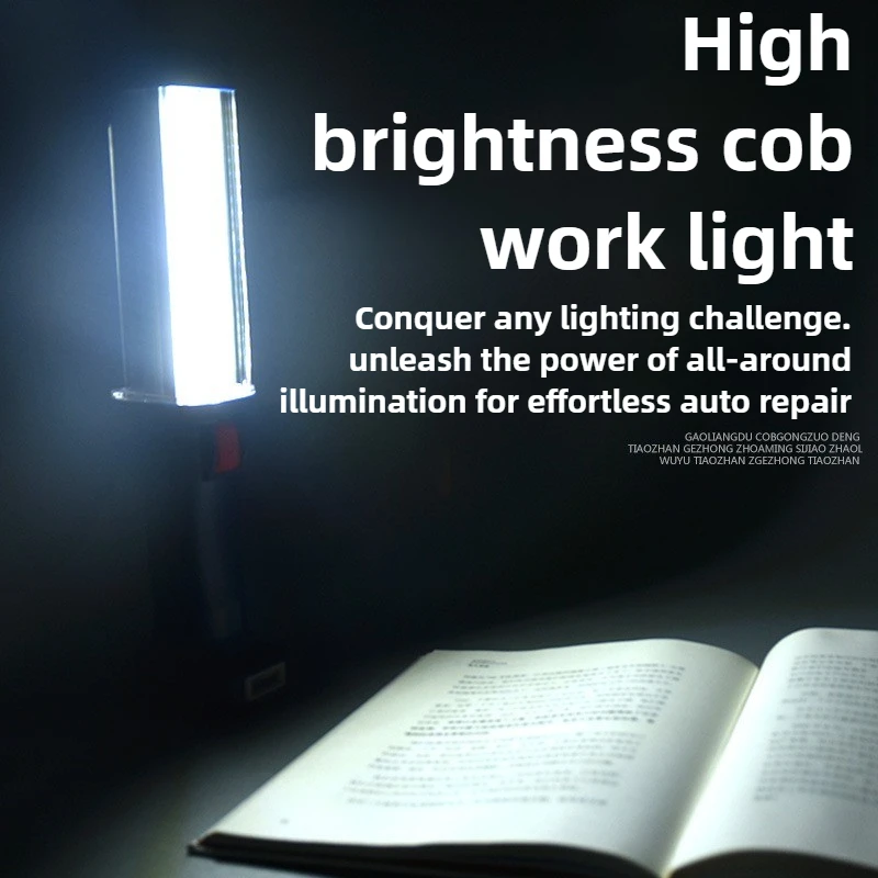 Lampe de travail LED avec faisceau fort, aimant puissant, lumière de secours rechargeable pour la réparation automobile et l'utilisation domestique, lampe de poche portable COB