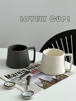 400ML Vintage Coffee Cup Afternoon Tea Ceramic Cup Solid Color Simple Style Mug With Spoon Home Office Loverly Mug