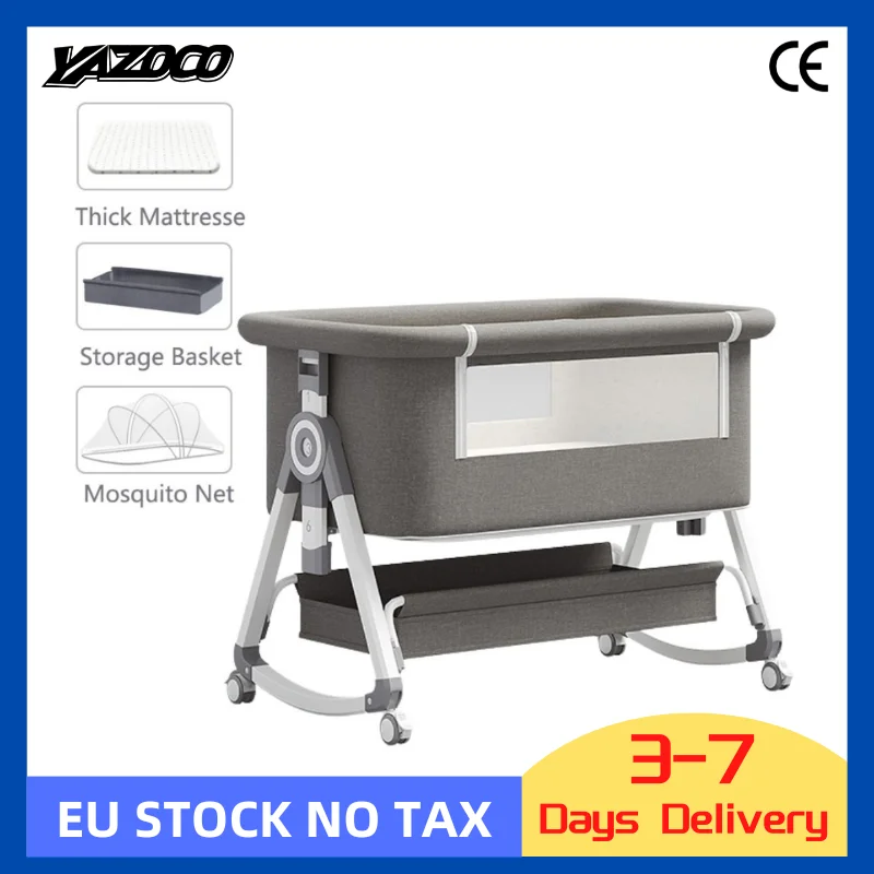 Cuna de bebé 3 en 1, cama de bebé portátil, plegable, altura ajustable, ruedas silenciosas, Moisés agitador con mosquitera para recién nacido