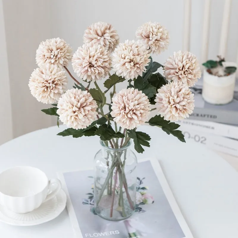 10/15 Stück Künstliche Blumen Seidenkugel Chrysantheme Hochzeits-Brautstrauß Heimtisch Fensterbank Festival-Deko DIY-Geschenk Bühnenrequisiten – Detail 2
