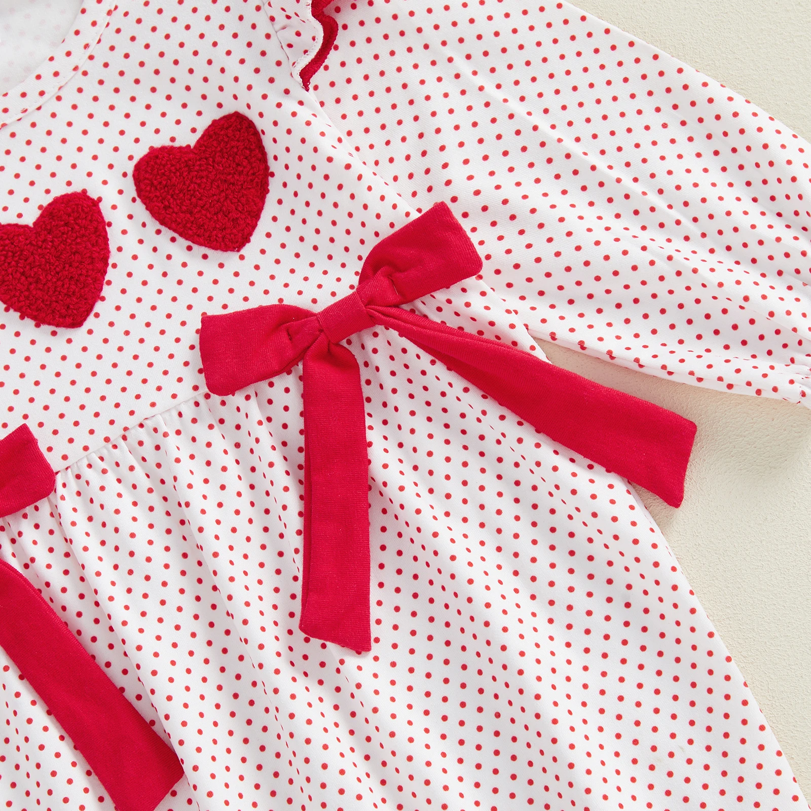 ملابس خريفية للفتيات الصغيرات، بذلة على شكل قلب بأكمام طويلة مع عصابة رأس لملابس الأطفال #6