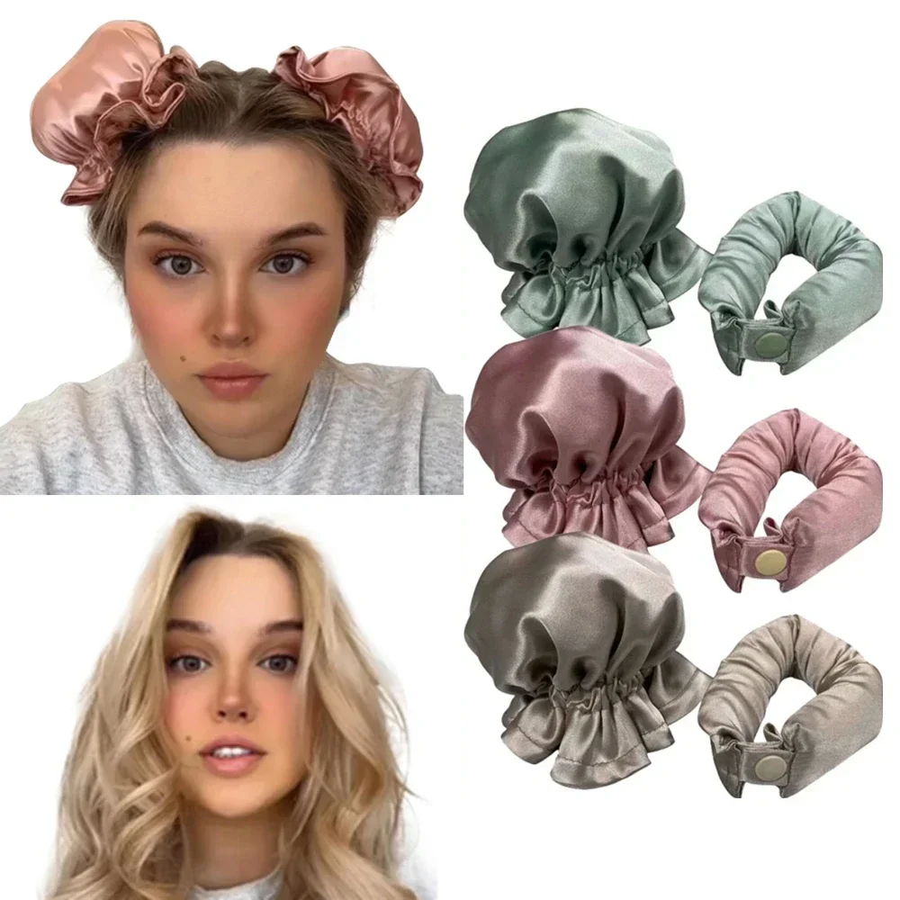 

Hair Curler Heatless Silk like Material Soft Damage free Easy Use Long - lasting Curls Overnight Styling Lazy Hair Styling Tools
