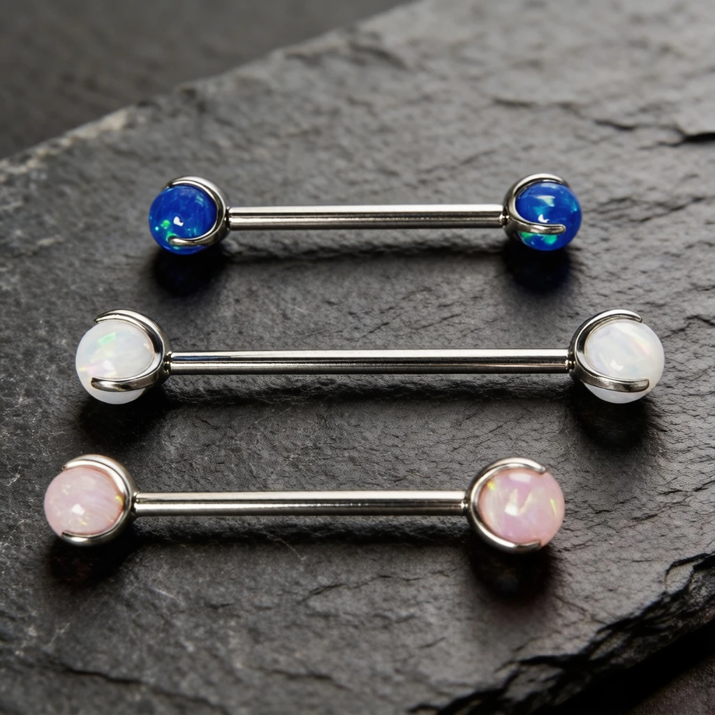 F136 Titanium Opal Straight Barbell 16G Body Jewelry for Lip Nipple Tongue Daith Helix Tragus Piercing Fashion Ear  Accessory