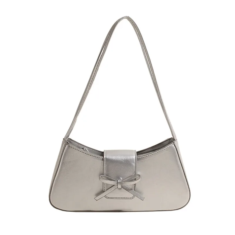 Bow Tote Bag Girls 2024 New Korean Single Shoulder Underarm Bag High Quality Versatile Commuting Stick Bag Single Shoulder Bag