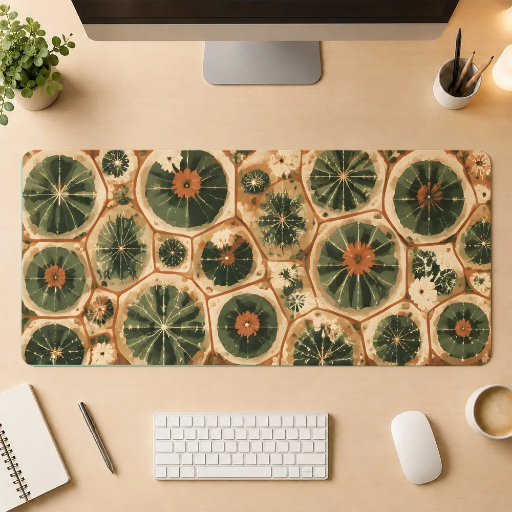 Game mouse pad, plant cactus flower collage, anti-slip base layer, study desk surface desk accessories tapis de souris