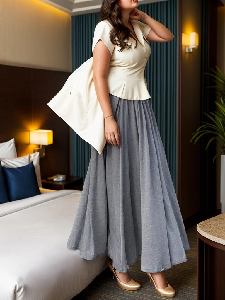 

Gentle style gray pleated A-line skirt for women with summer drape feeling, half length skirt with high waist, casual large swin