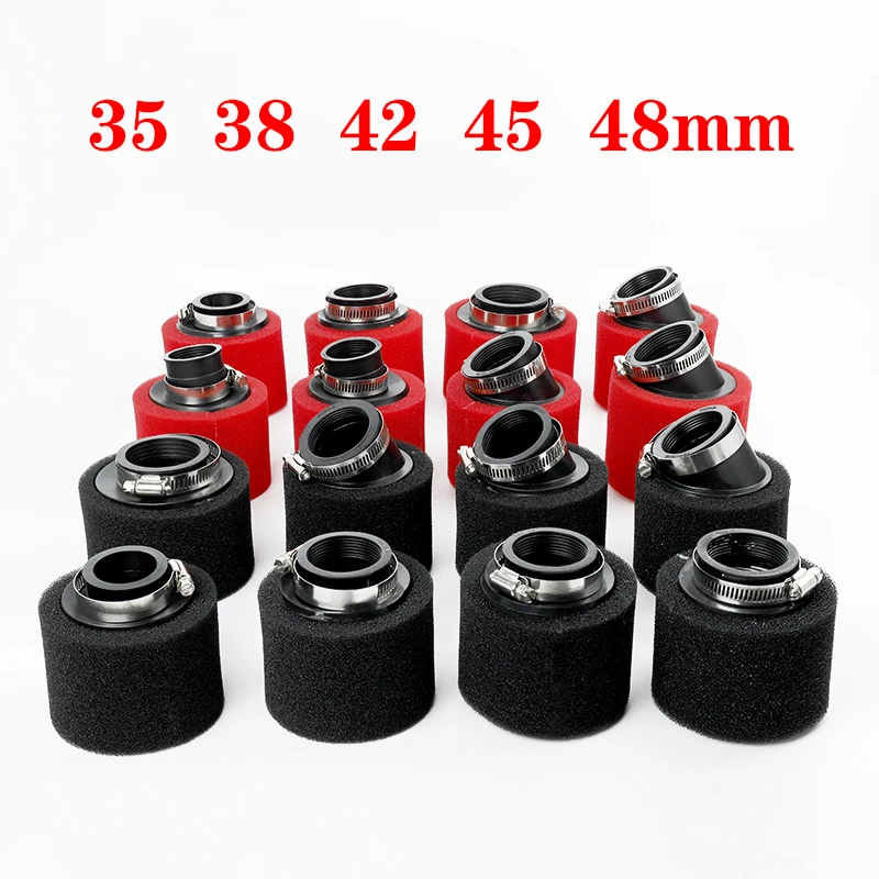 Red 35mm 38mm 40mm 42mm 45mm 48mm Bend Elbow Neck Foam Air Filter Sponge Cleaner Moped Scooter Dirt Pit Bike Motorcycle Kayo BSE