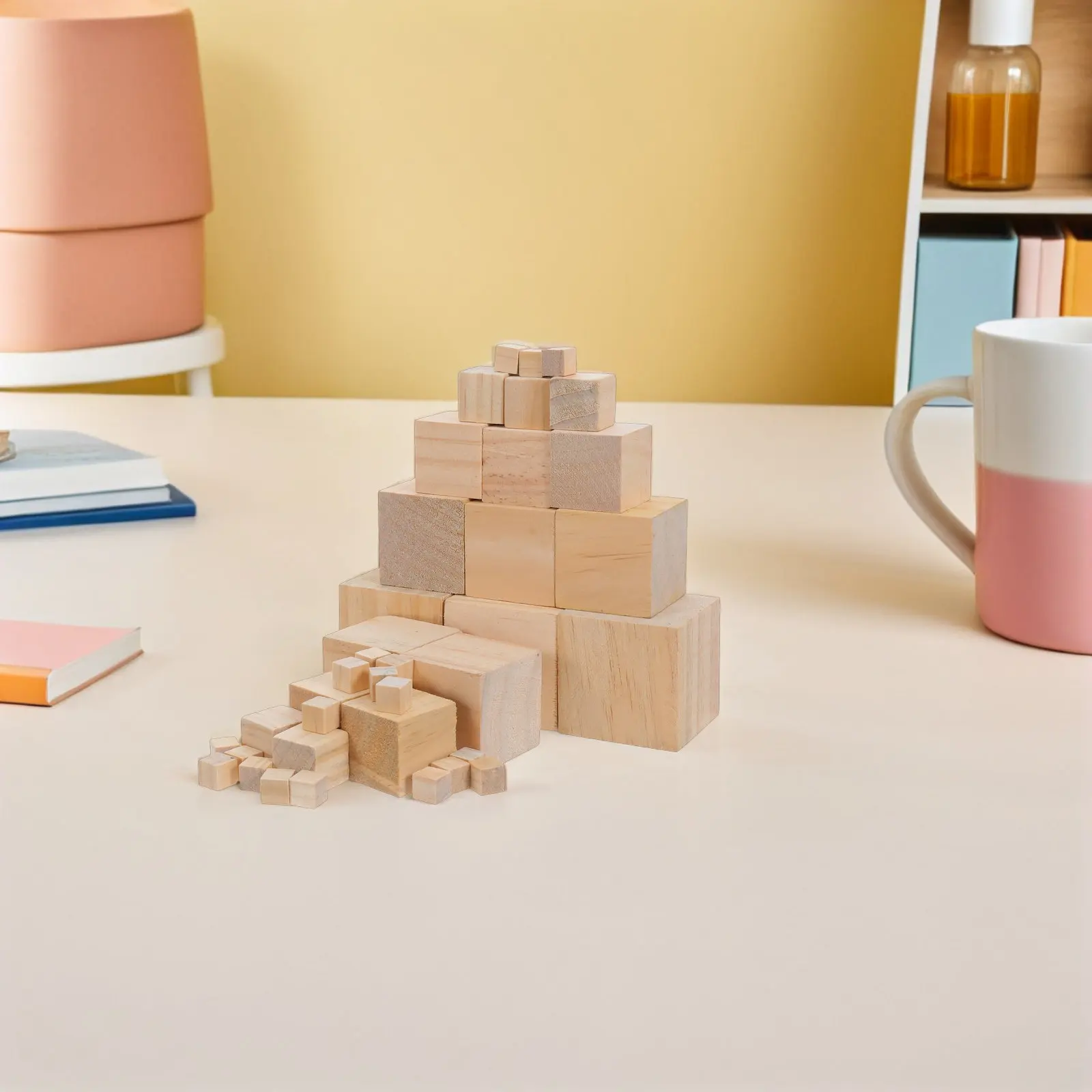 80 قطعة من مكعبات الخشب الطبيعية غير المكتملة للأطفال، مقاسات 1/2/3/4/5 سم، مكعبات خشب الصنوبر للرسم والبناء والحرف اليدوية للأطفال.