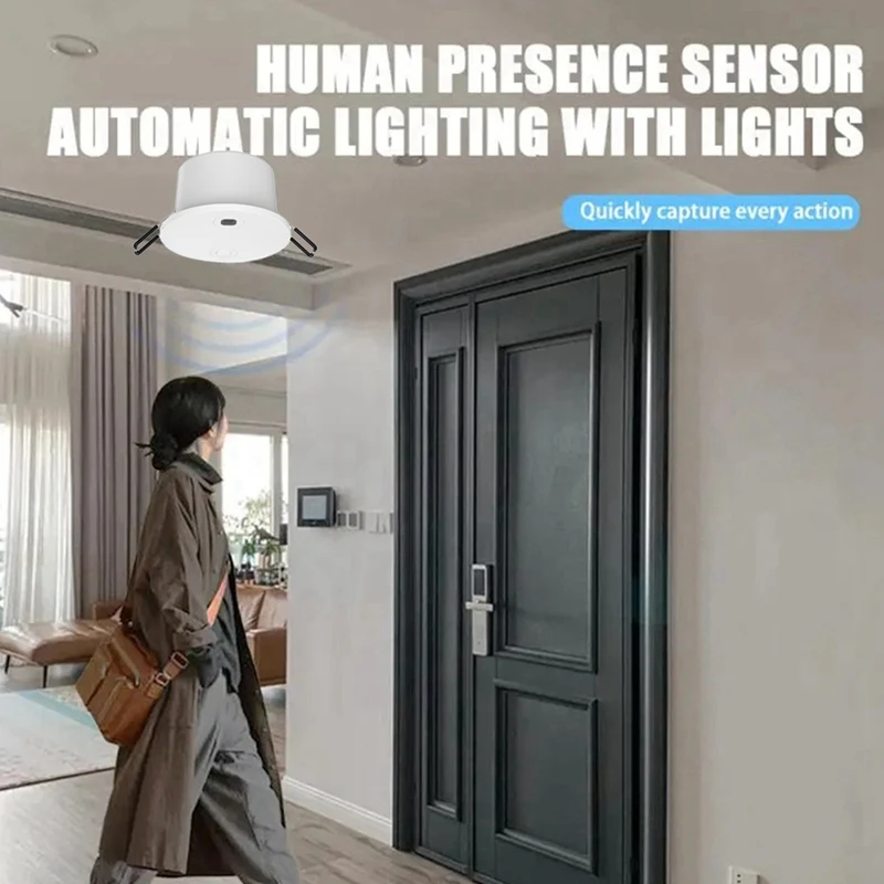 Detector de presencia humana Zigbee 5,8G, Detector inteligente de presencia humana, Sensor de movimiento PIR para seguridad del hogar, ahorro de energía