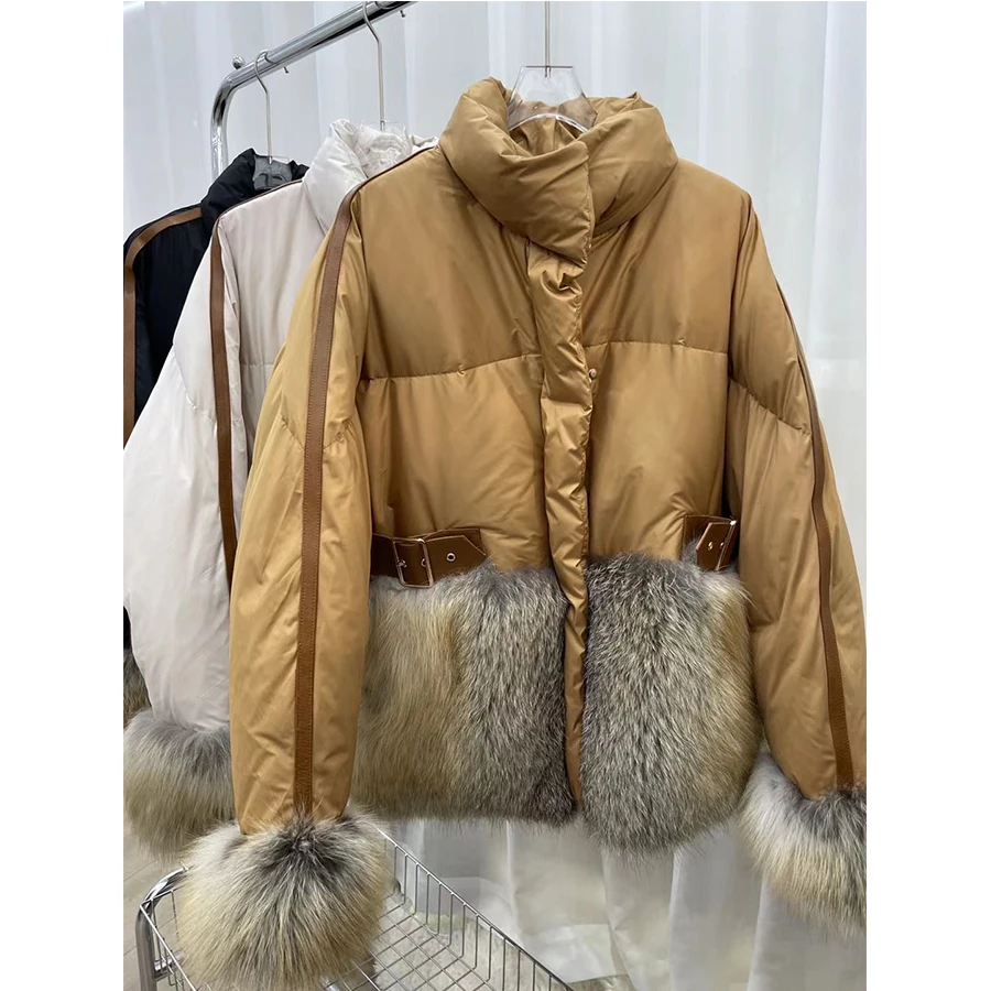 Women Down Jackets Winter Fox Fur Collar Luxur High Quality Fashion Womens Down Coats