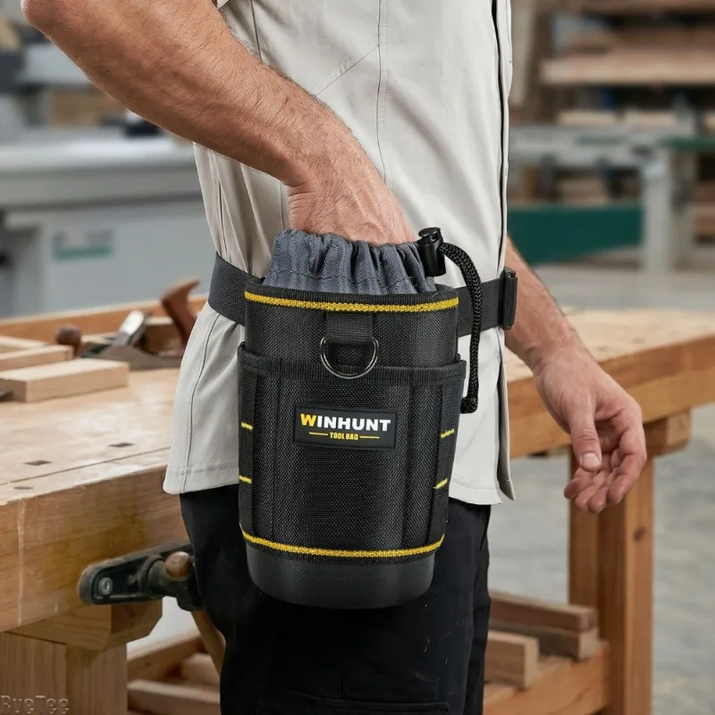 高品質プラスチック製底面ネイルパーツオーガナイザーツールベルトバッグ（フック付き）多機能ポーチ、電気技師・大工用バッグ