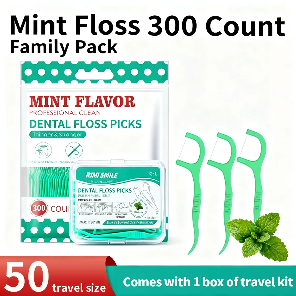 

50/350/750PCS Mint Floss Picks Family Pack - Disposable Dental Flossers, Better Than Toothpicks & Floss Rolls, Oral Care Tools