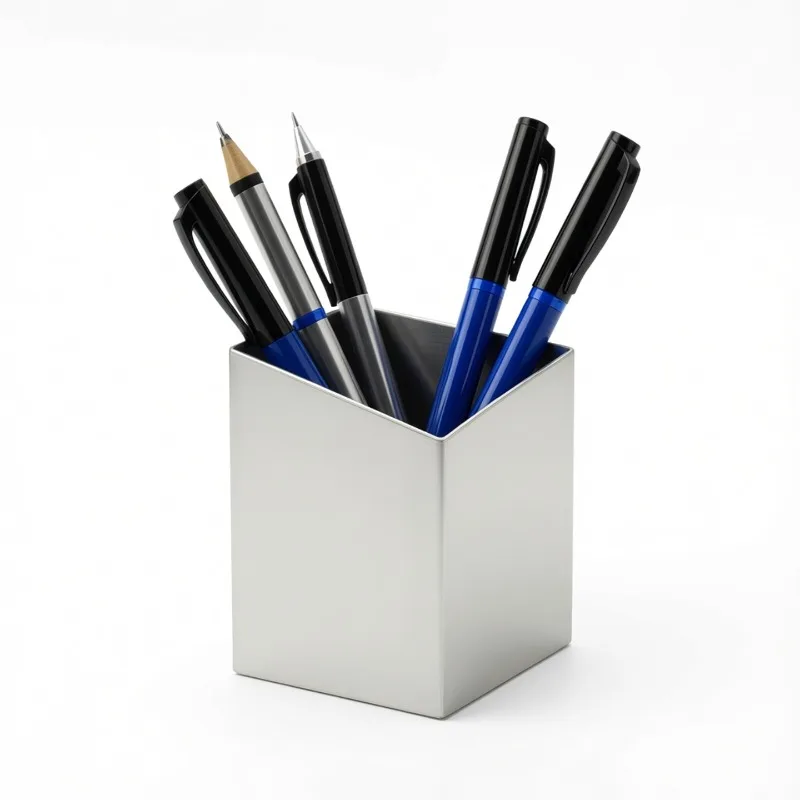 304 stainless steel pen holder thickened 1.2MM desktop square pen bucket design sense niche oblique mouth cosmetic storage box