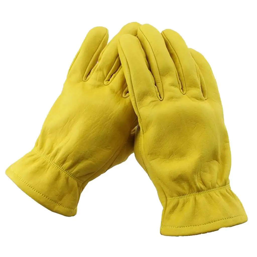 ens otorcycle Cowhide Leather Yellow Racing otorbike Biker Gloves