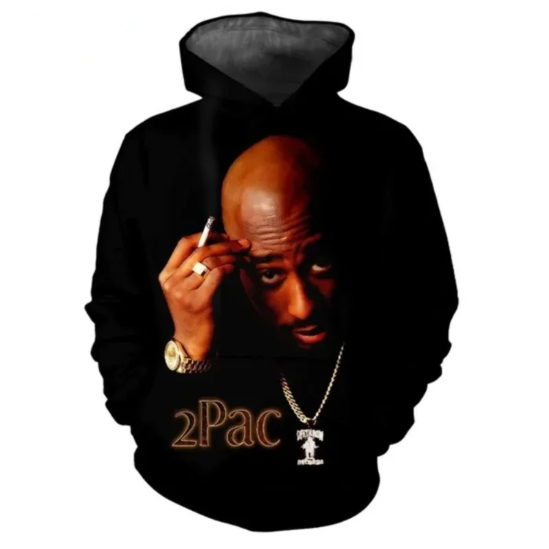 

Men's Hoodies Rapper Rock Singer Tupac 3D Print Sweatshirts Male Casual Hooded Oversized Harajuku Pullover Tracksuit Coats