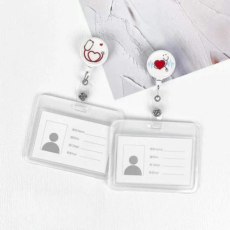 Nurses Doctors Retractable Badge Reels Kawaii Cartoon Pattern Uniform Pocket Clips Work Card Holder Hospital Supplies