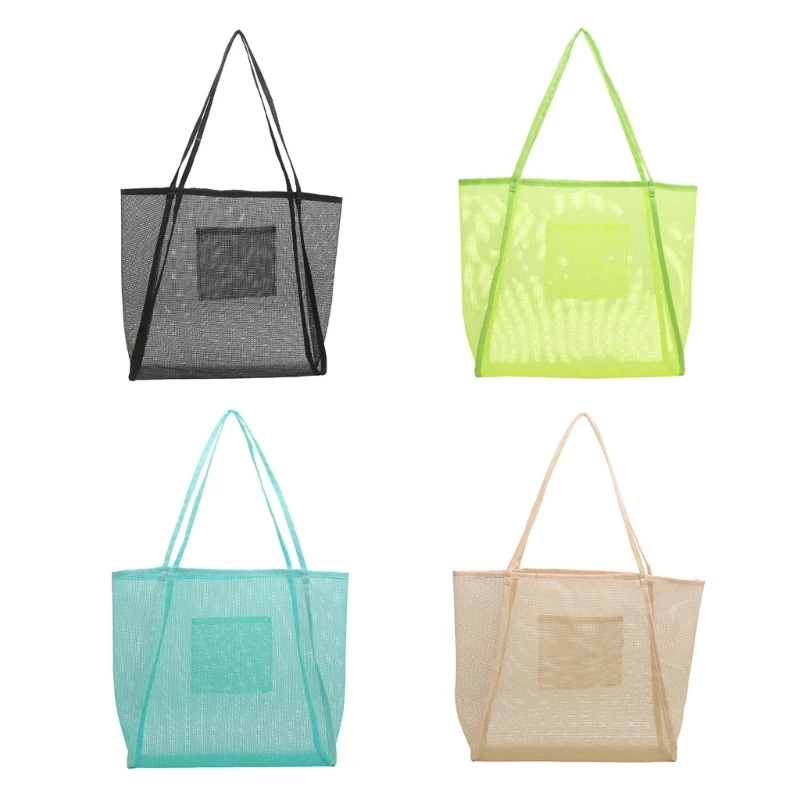 Large Capacity Handbags for Women Beach Bag Sand Toy Bag Mesh Shoulders Bag F3MD