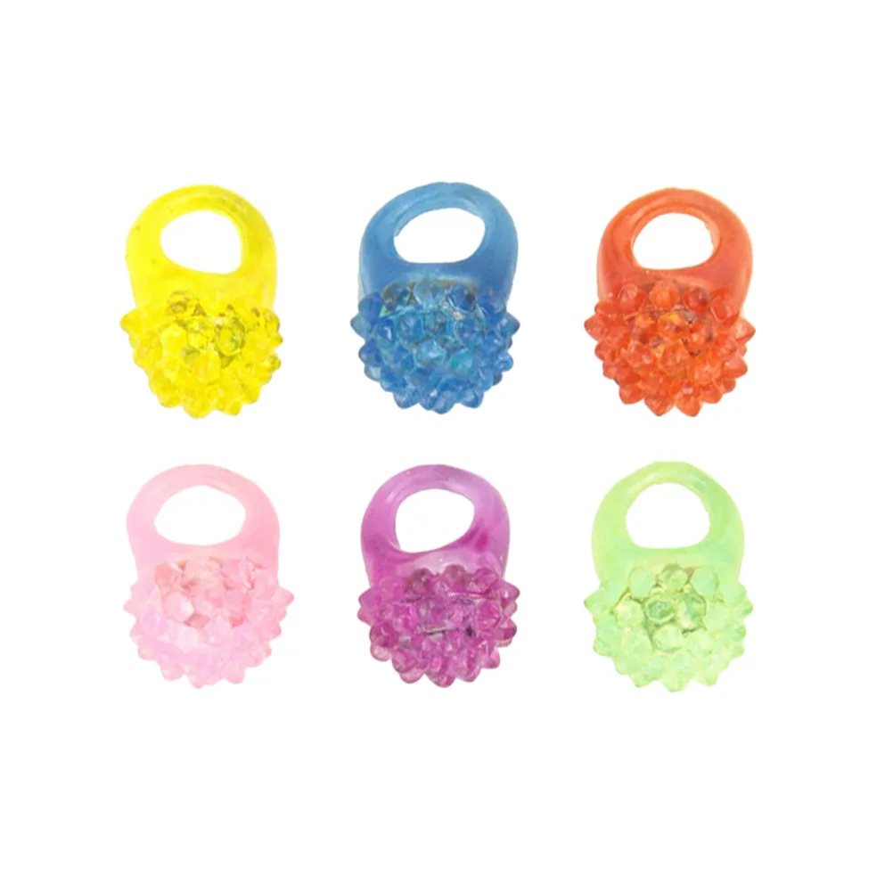 

10 pcs Flashing Rings Strawberry Shaped Jelly Bumpy Flashing Led Jelly Rings Glow Party Accessories Soft Silicone Comfortable