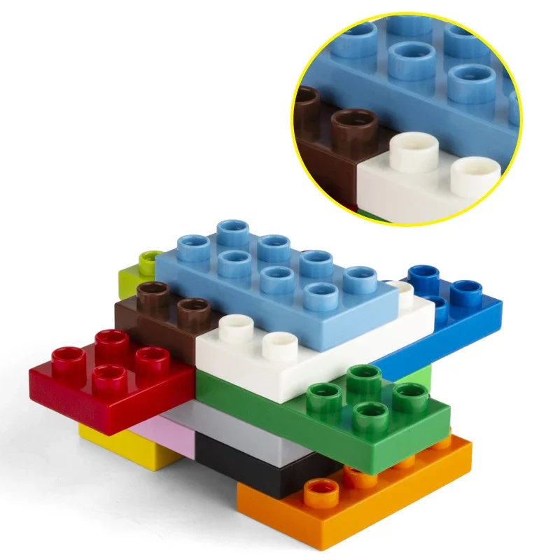 Big Size Block Thin Brick 2x4 10pcs/lot Education Building Blocks Compatible with Duplo Bricks Plastic Toys for Children