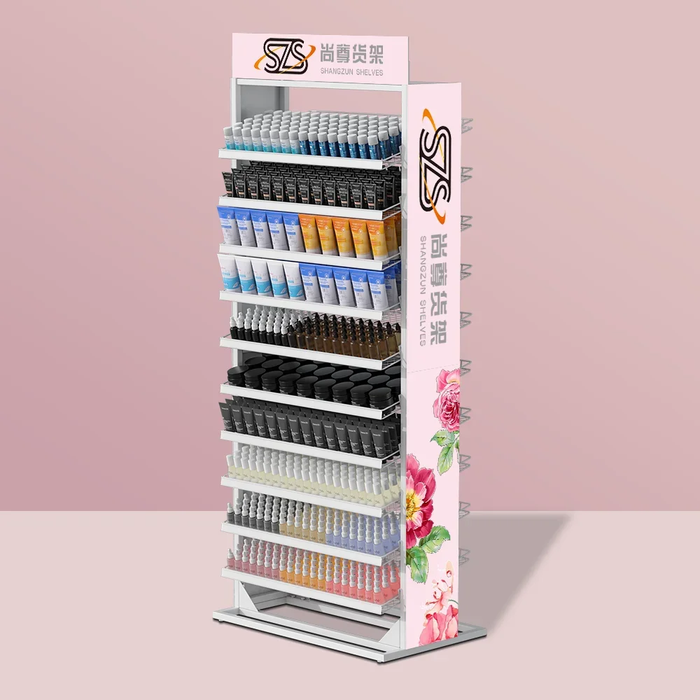 Metal cosmetics display rack, Large capacity cosmetics display rack, nail polish display rack, Support customization makeup rack