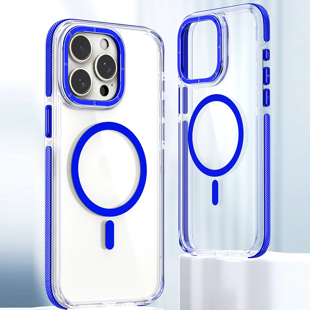 Capa magnética de carga sem fio para iPhone, amortecedor antiderrapante, capa fosco rígida para PC, padrão ondulado para iPhone Magsafe 16 15 14 13 Pro Max