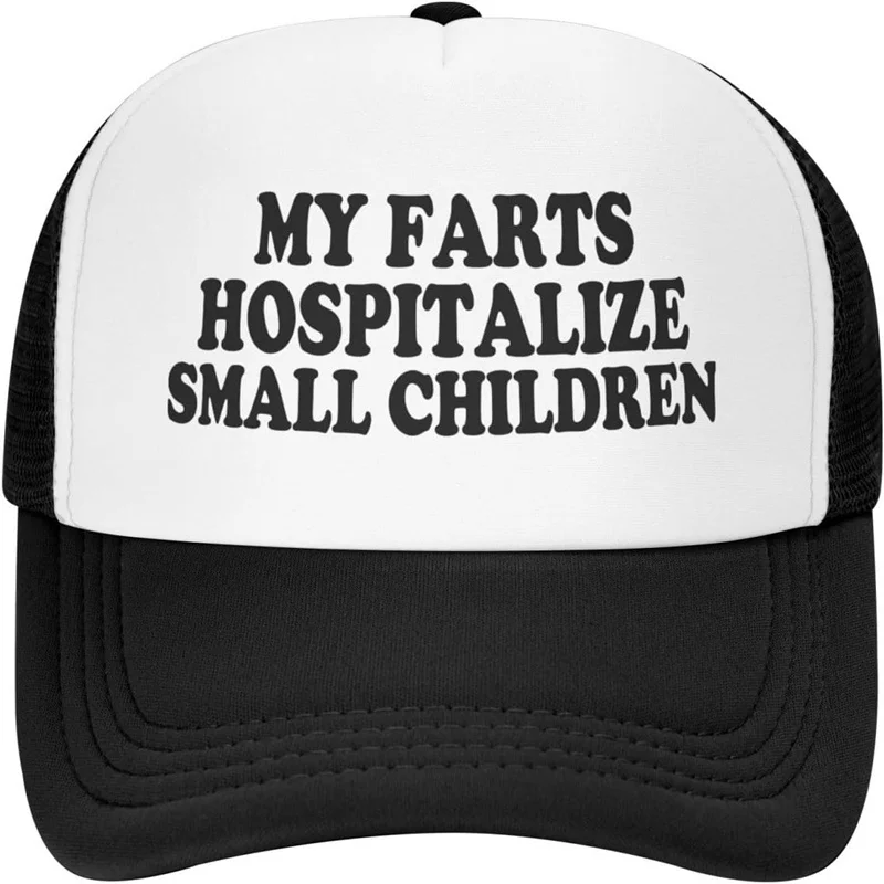 

[Humorous Trucker Hat] Humorous Adjustable Mesh Trucker Hat | "My Farts Hospitalize Small Youngsters" Print, /100% Polyester,