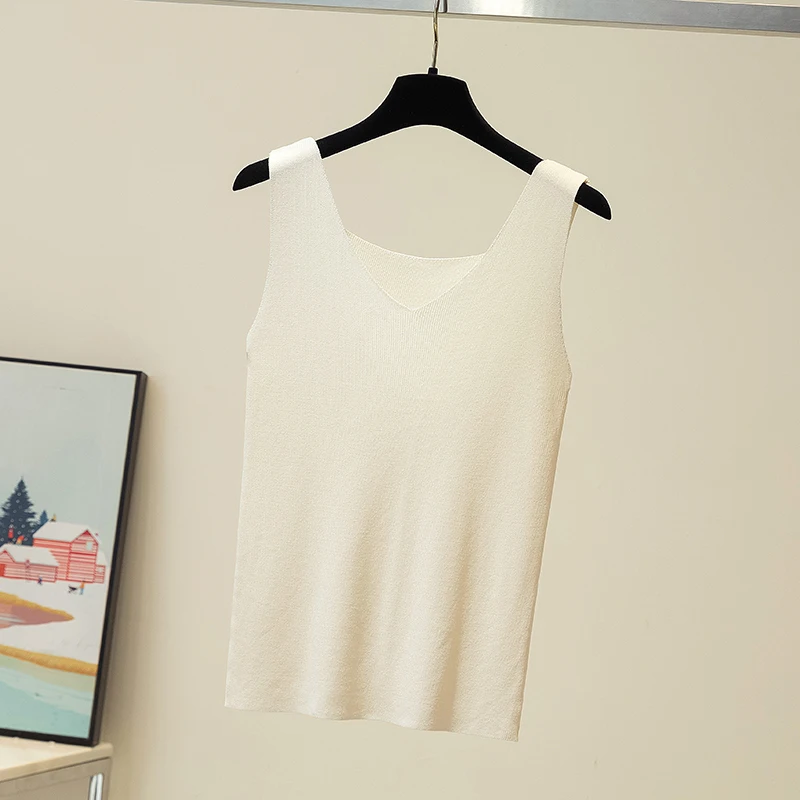 EHQAXIN Women's Camisole Summer Simple V-Neck Knitted All-Match Slim Vest Tops For Ladies Bottoming Thin Shirt S-XL
