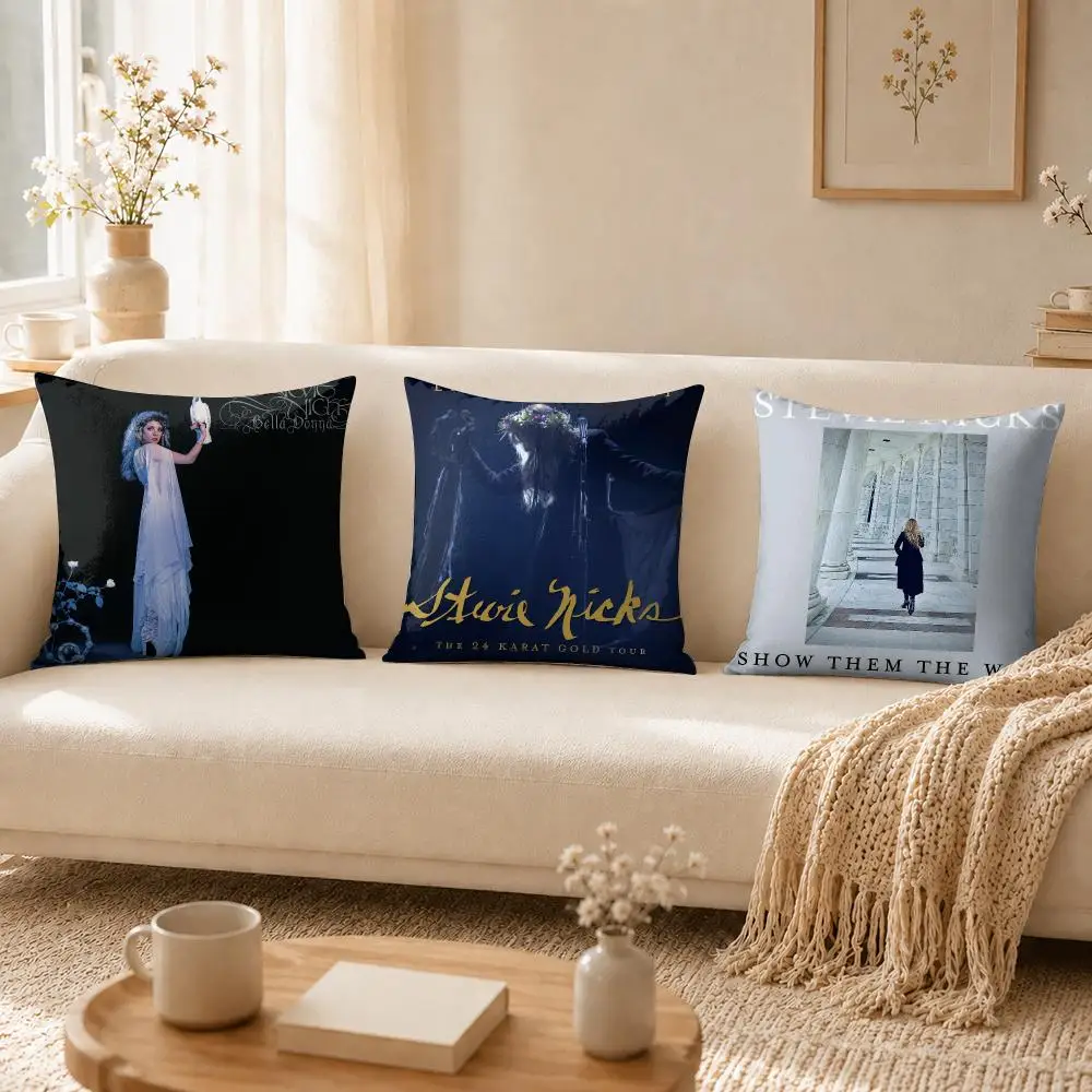 Vintage S-Stevie Nicks Singer Cushion Cover Soft Short Plush Pillow Cases Hidden Zipper Cutecore Sofa Bedroom Home Decor Gift